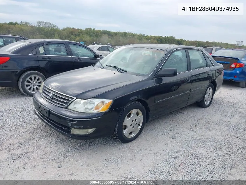 2004 Toyota Avalon Xls VIN: 4T1BF28B04U374935 Lot: 40365505