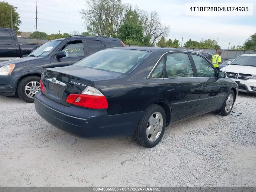 2004 Toyota Avalon Xls VIN: 4T1BF28B04U374935 Lot: 40365505