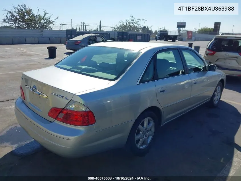 2004 Toyota Avalon Xl VIN: 4T1BF28BX4U363988 Lot: 40575508