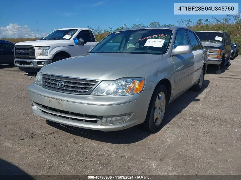 2004 Toyota Avalon Xls VIN: 4T1BF28B04U345760 Lot: 40798986