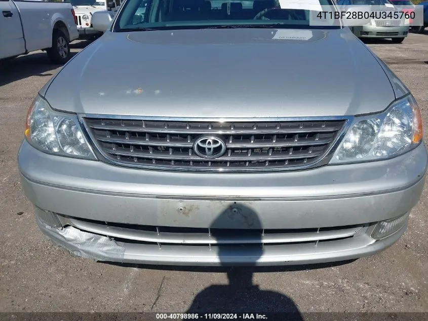 2004 Toyota Avalon Xls VIN: 4T1BF28B04U345760 Lot: 40798986