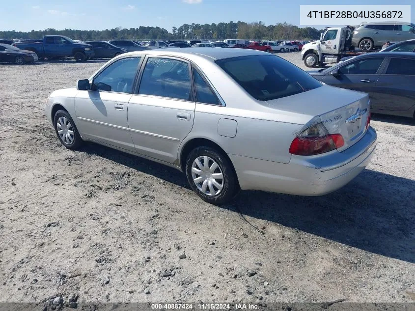 2004 Toyota Avalon Xl VIN: 4T1BF28B04U356872 Lot: 40887424