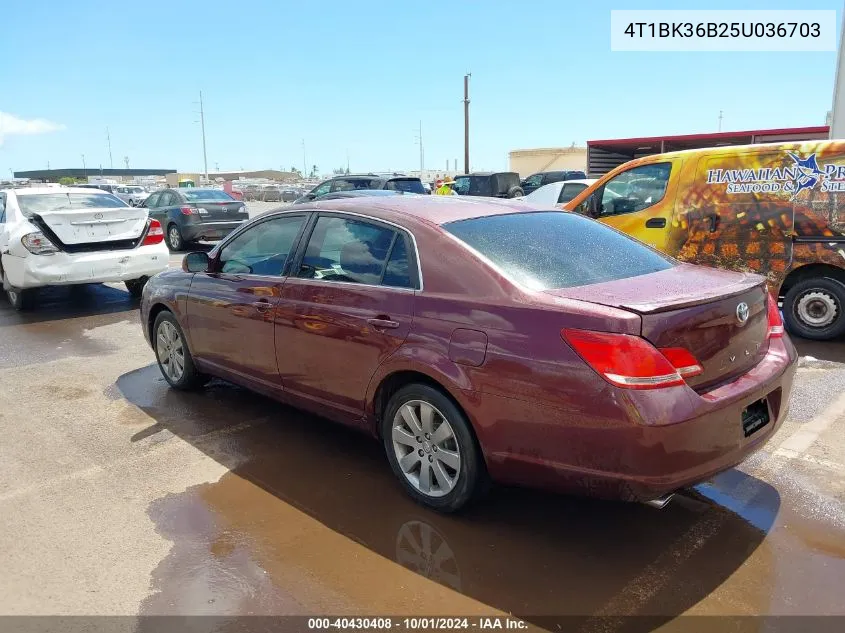 2005 Toyota Avalon Xl VIN: 4T1BK36B25U036703 Lot: 40430408