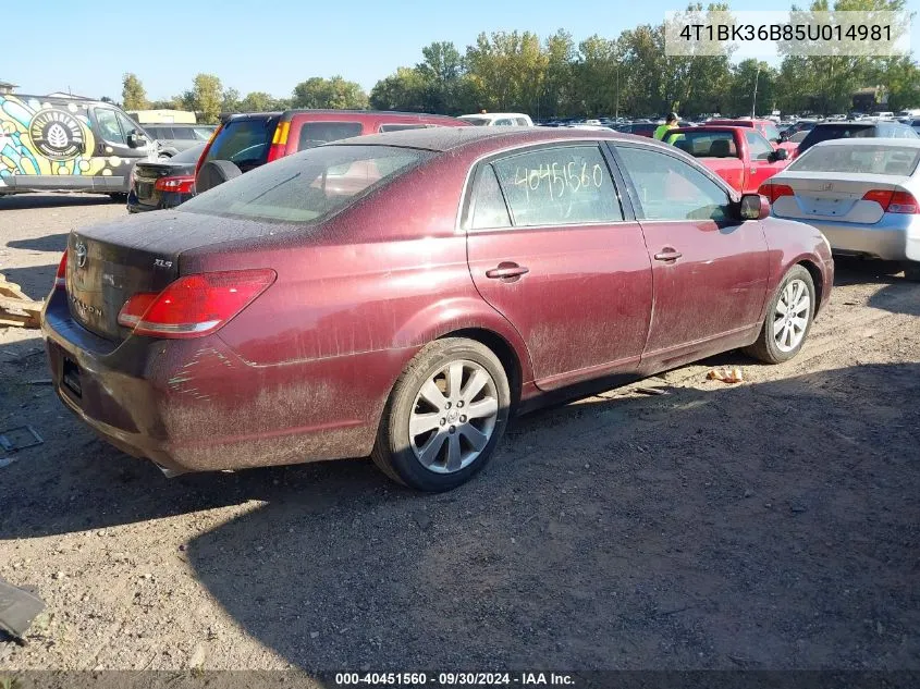 2005 Toyota Avalon Xls VIN: 4T1BK36B85U014981 Lot: 40451560