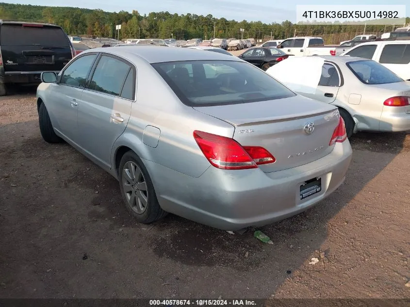 2005 Toyota Avalon Touring VIN: 4T1BK36BX5U014982 Lot: 40578674