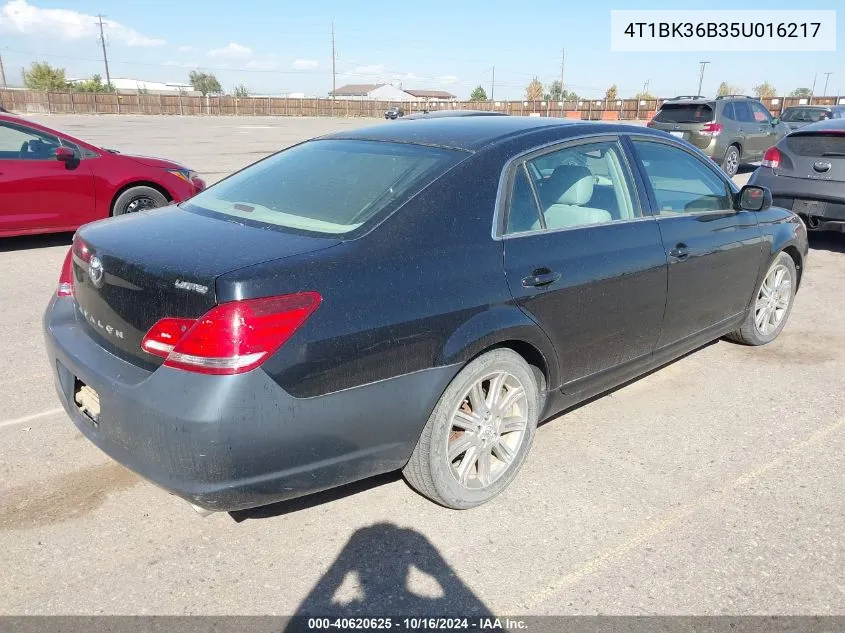 2005 Toyota Avalon Limited VIN: 4T1BK36B35U016217 Lot: 40620625