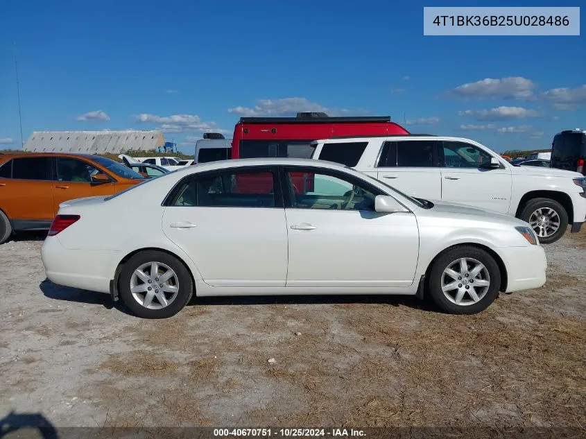 2005 Toyota Avalon Xl VIN: 4T1BK36B25U028486 Lot: 40670751