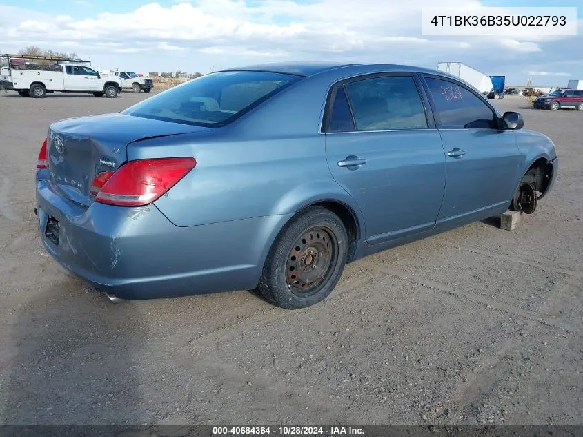 2005 Toyota Avalon Xl VIN: 4T1BK36B35U022793 Lot: 40684364