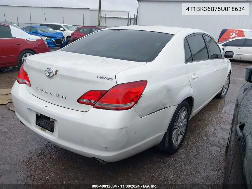 2005 Toyota Avalon Limited VIN: 4T1BK36B75U018634 Lot: 40812894