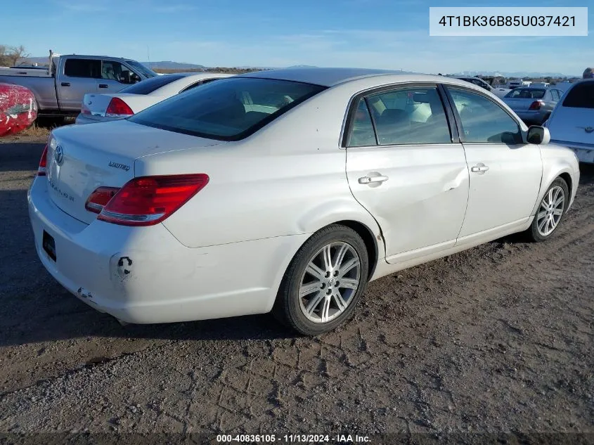 2005 Toyota Avalon Limited VIN: 4T1BK36B85U037421 Lot: 40836105