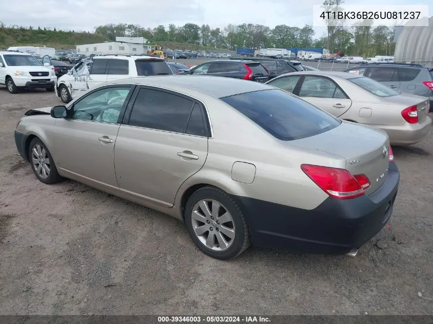 2006 Toyota Avalon Limited/Touring/Xl/Xls VIN: 4T1BK36B26U081237 Lot: 39346003