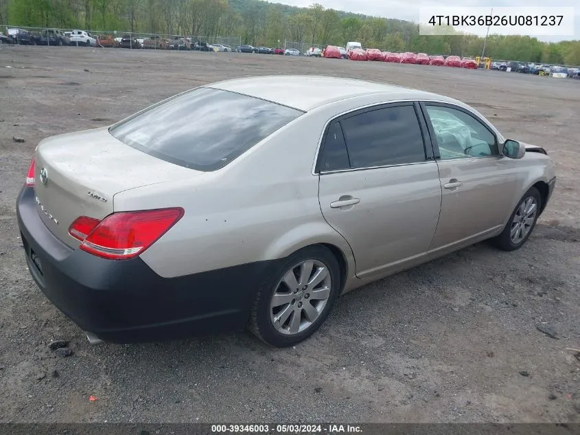 2006 Toyota Avalon Limited/Touring/Xl/Xls VIN: 4T1BK36B26U081237 Lot: 39346003