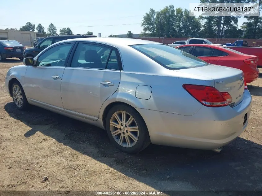 2006 Toyota Avalon Limited VIN: 4T1BK36B46U081871 Lot: 40226188