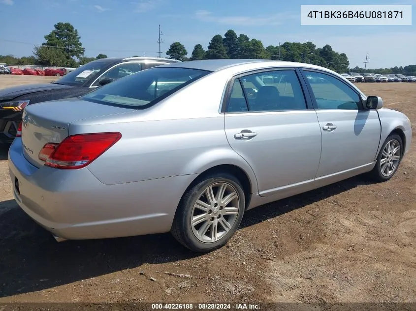 2006 Toyota Avalon Limited VIN: 4T1BK36B46U081871 Lot: 40226188