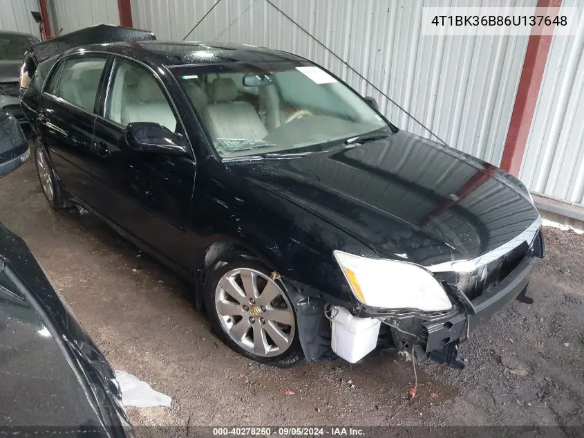 2006 Toyota Avalon Xls VIN: 4T1BK36B86U137648 Lot: 40278250