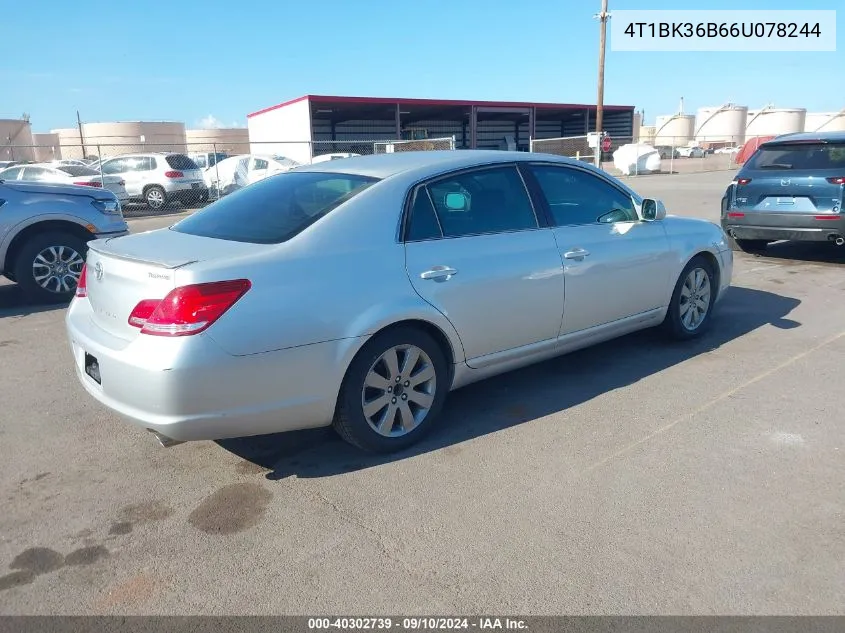 2006 Toyota Avalon Xl/Xls/Touring/Limited VIN: 4T1BK36B66U078244 Lot: 40302739