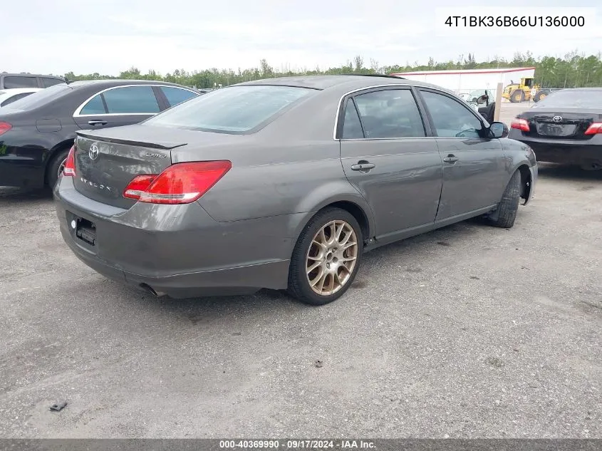 2006 Toyota Avalon Limited VIN: 4T1BK36B66U136000 Lot: 40369990