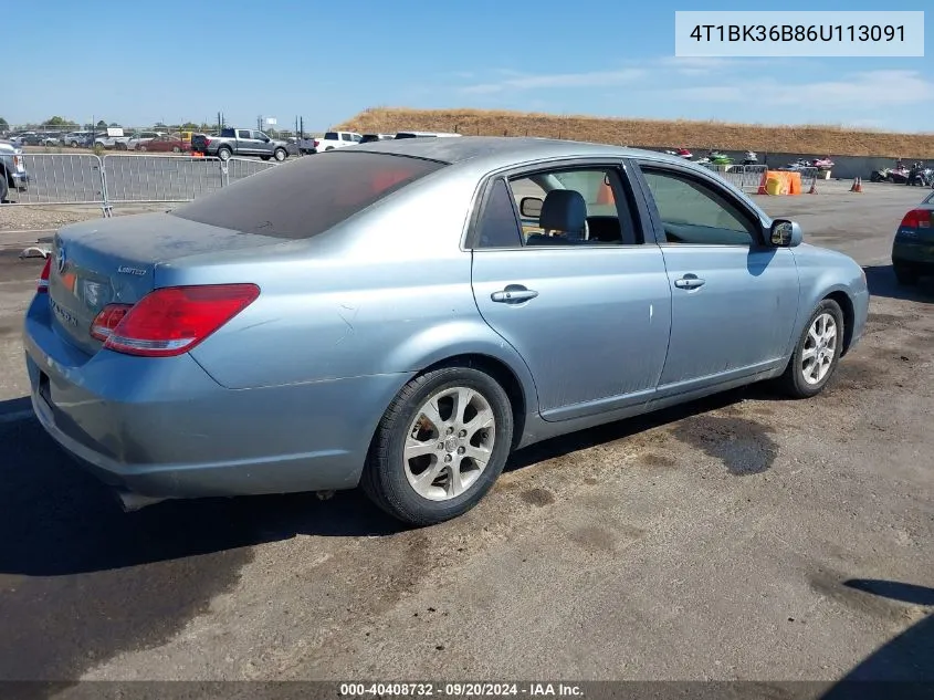 2006 Toyota Avalon Limited VIN: 4T1BK36B86U113091 Lot: 40408732