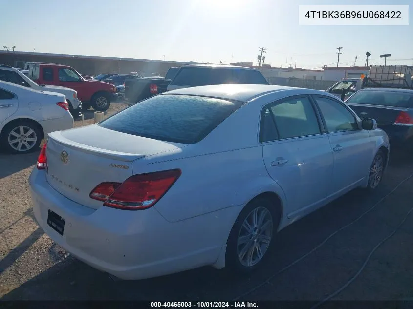 2006 Toyota Avalon Limited VIN: 4T1BK36B96U068422 Lot: 40465003