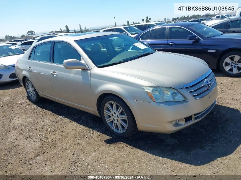 2006 Toyota Avalon Limited VIN: 4T1BK36B86U103645 Lot: 40467954