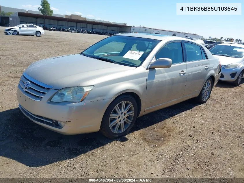 2006 Toyota Avalon Limited VIN: 4T1BK36B86U103645 Lot: 40467954