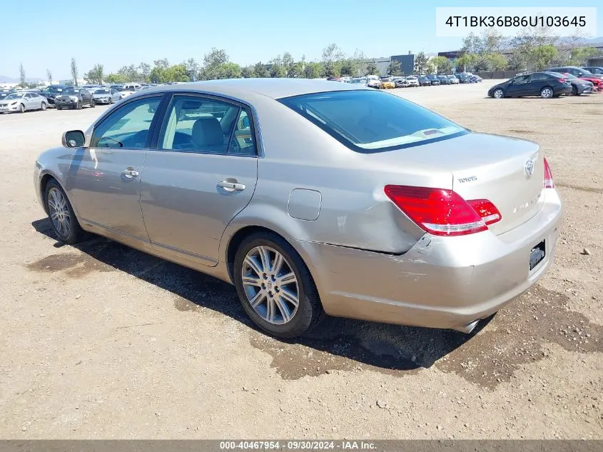 2006 Toyota Avalon Limited VIN: 4T1BK36B86U103645 Lot: 40467954