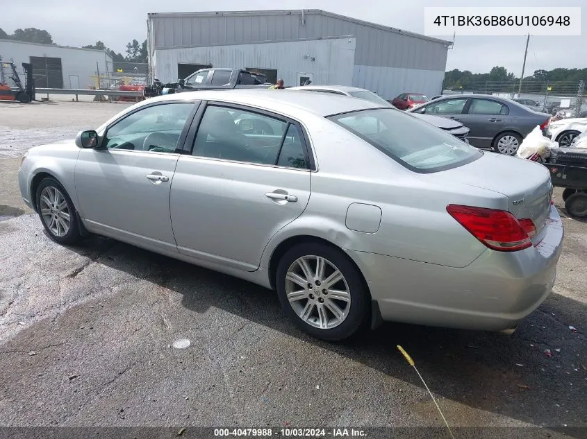 2006 Toyota Avalon Limited VIN: 4T1BK36B86U106948 Lot: 40479988