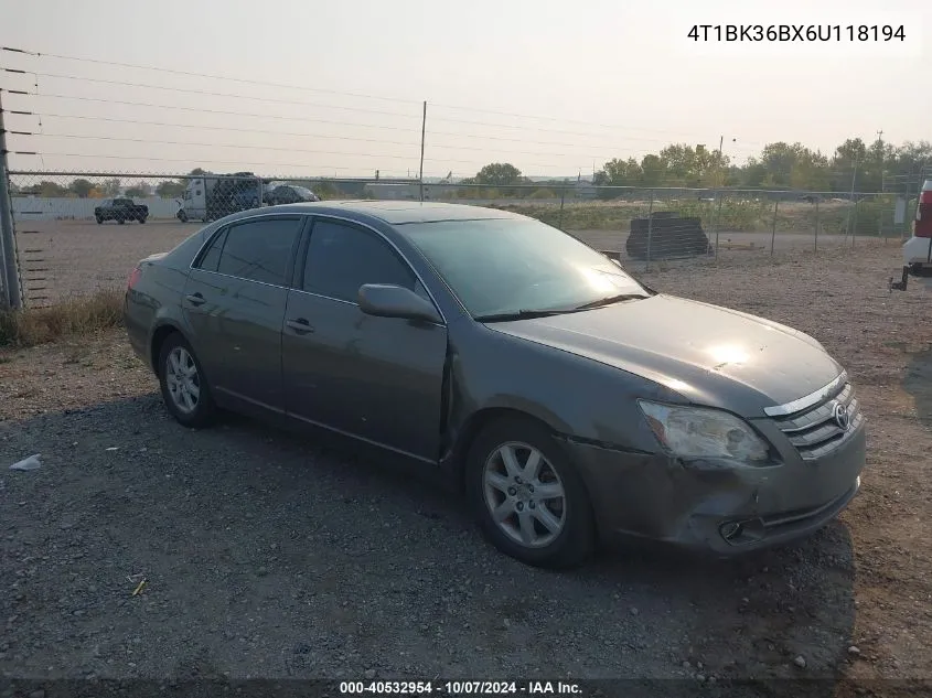 2006 Toyota Avalon Xl/Xls/Touring/Limited VIN: 4T1BK36BX6U118194 Lot: 40532954