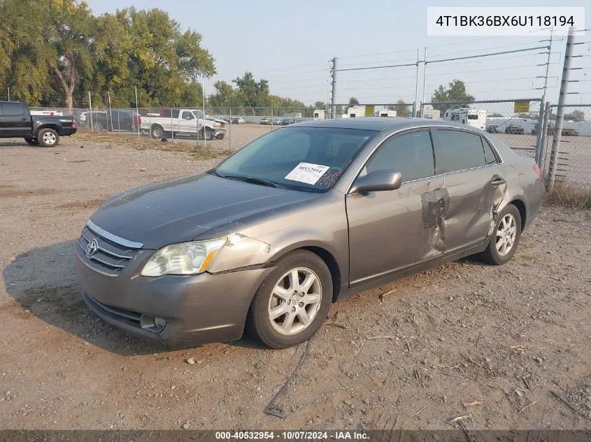 2006 Toyota Avalon Xl/Xls/Touring/Limited VIN: 4T1BK36BX6U118194 Lot: 40532954