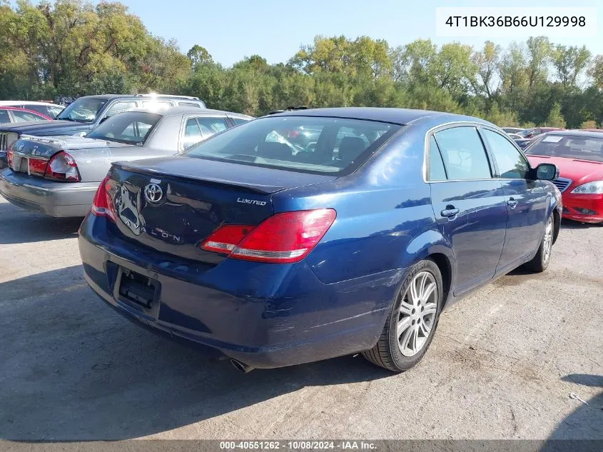 2006 Toyota Avalon Limited VIN: 4T1BK36B66U129998 Lot: 40551262