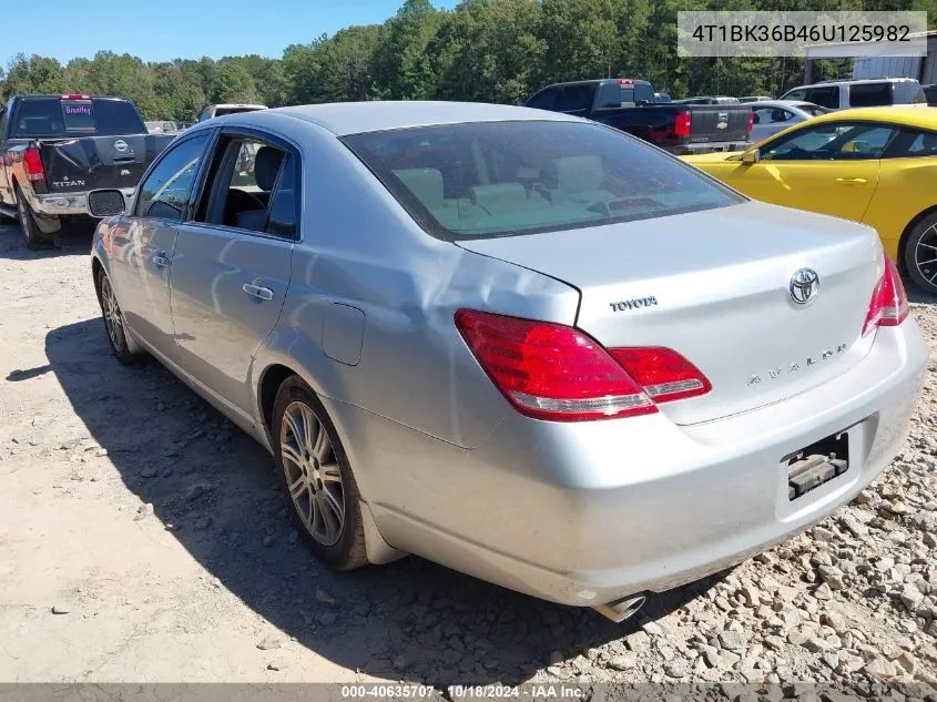 2006 Toyota Avalon Limited VIN: 4T1BK36B46U125982 Lot: 40635707