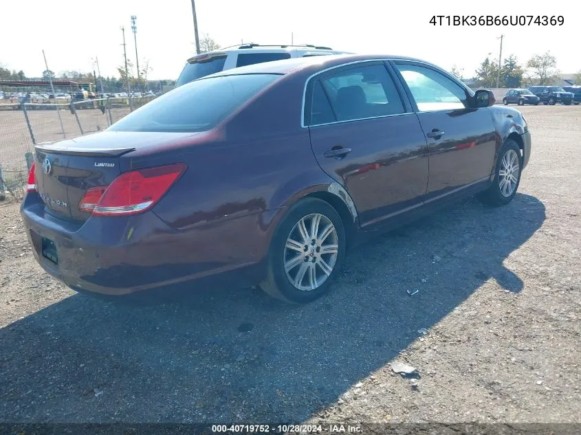 2006 Toyota Avalon Limited VIN: 4T1BK36B66U074369 Lot: 40719752