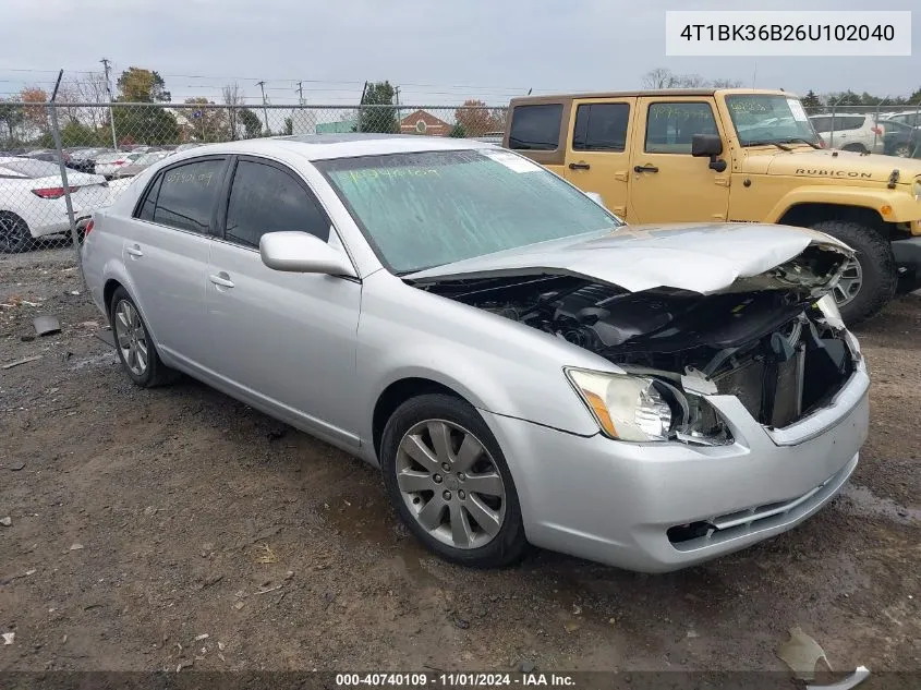 2006 Toyota Avalon Touring VIN: 4T1BK36B26U102040 Lot: 40740109