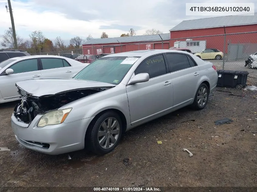 2006 Toyota Avalon Touring VIN: 4T1BK36B26U102040 Lot: 40740109