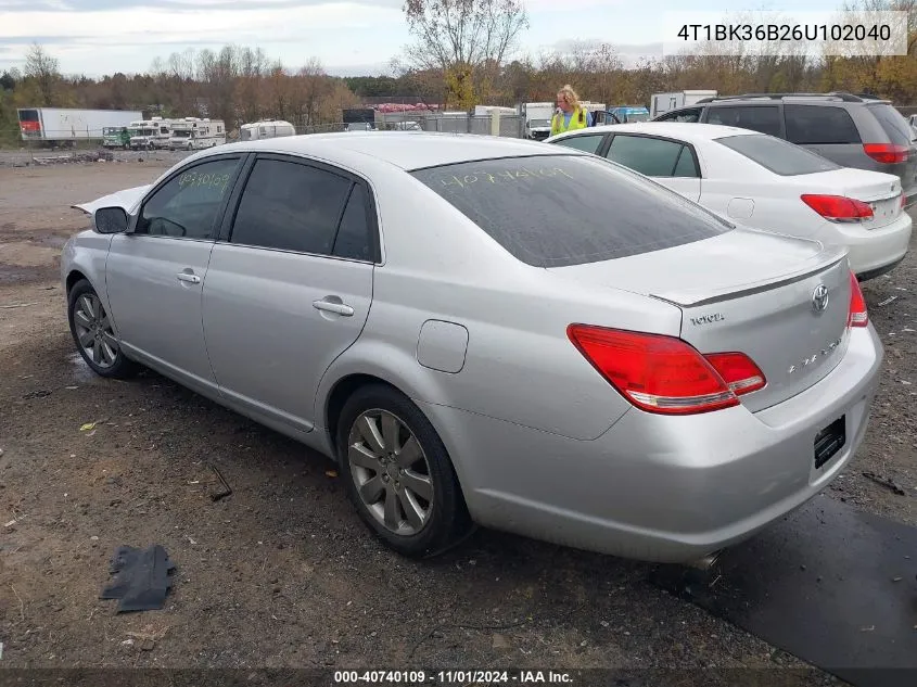 2006 Toyota Avalon Touring VIN: 4T1BK36B26U102040 Lot: 40740109