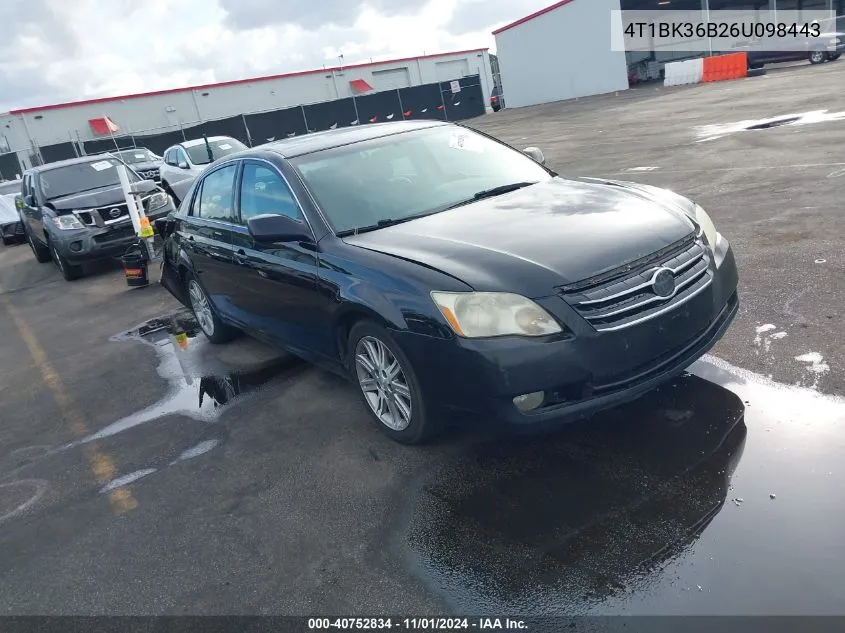 2006 Toyota Avalon Limited VIN: 4T1BK36B26U098443 Lot: 40752834