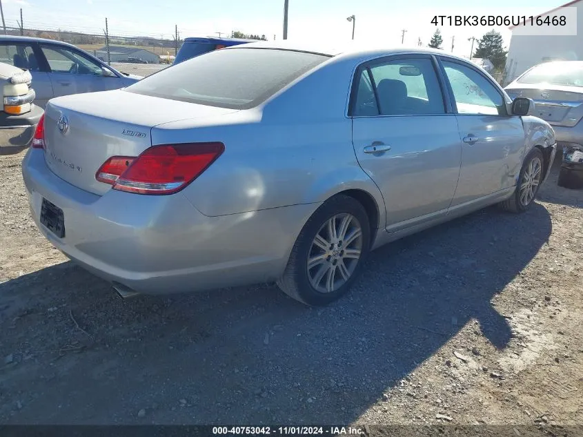 2006 Toyota Avalon Limited VIN: 4T1BK36B06U116468 Lot: 40753042