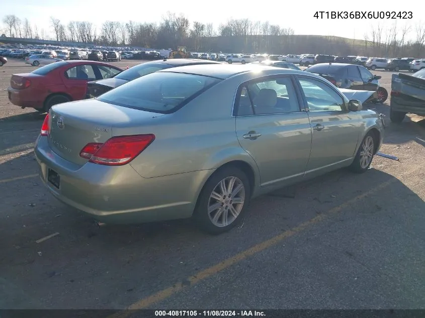 2006 Toyota Avalon Limited VIN: 4T1BK36BX6U092423 Lot: 40817105