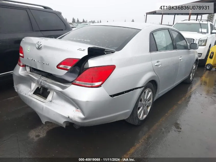 2006 Toyota Avalon Xls VIN: 4T1BK36B36U078931 Lot: 40819068