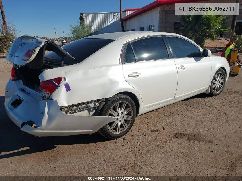 2006 Toyota Avalon Limited VIN: 4T1BK36B86U062711 Lot: 40821131