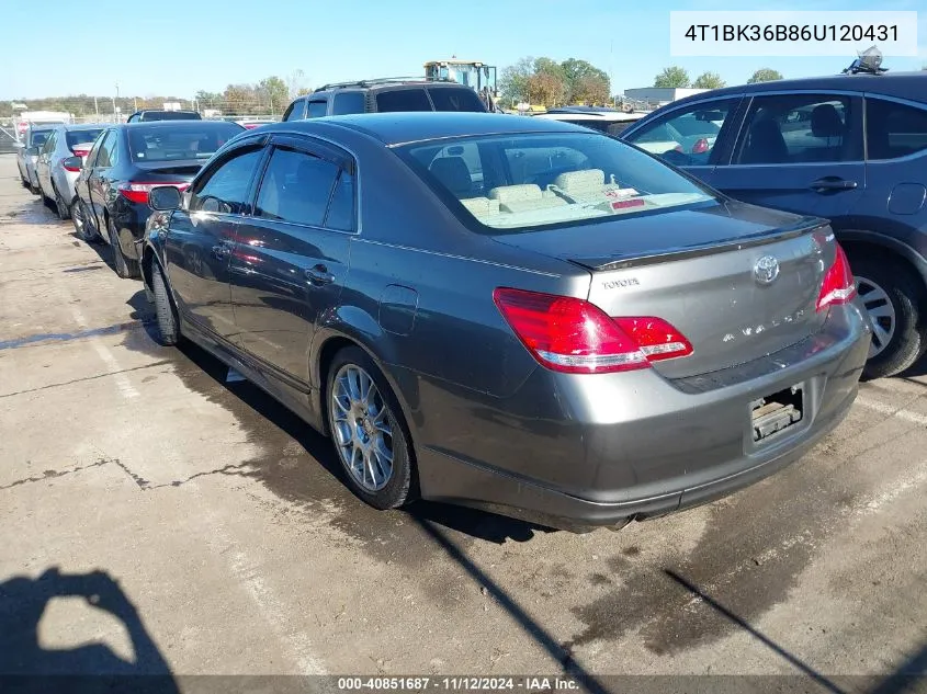 2006 Toyota Avalon Limited VIN: 4T1BK36B86U120431 Lot: 40851687