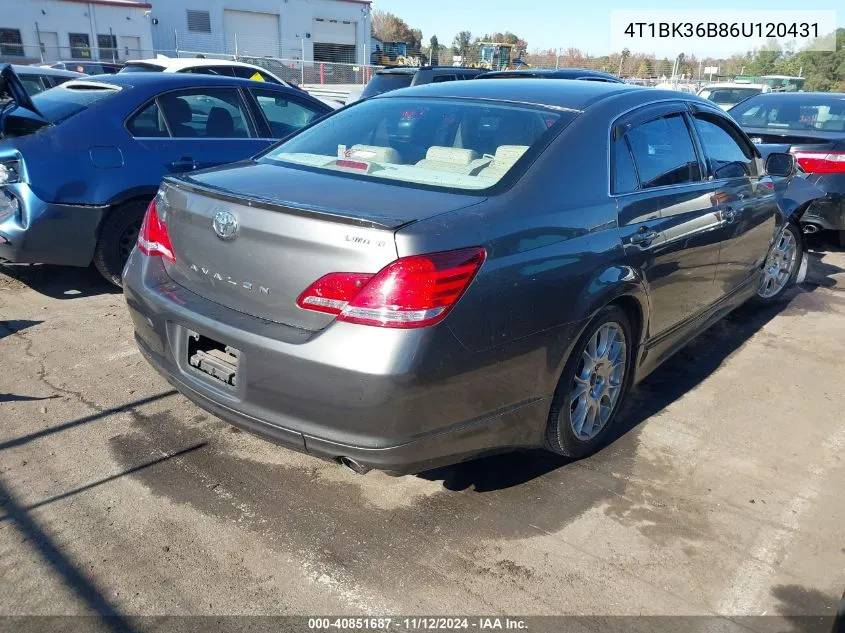 2006 Toyota Avalon Limited VIN: 4T1BK36B86U120431 Lot: 40851687