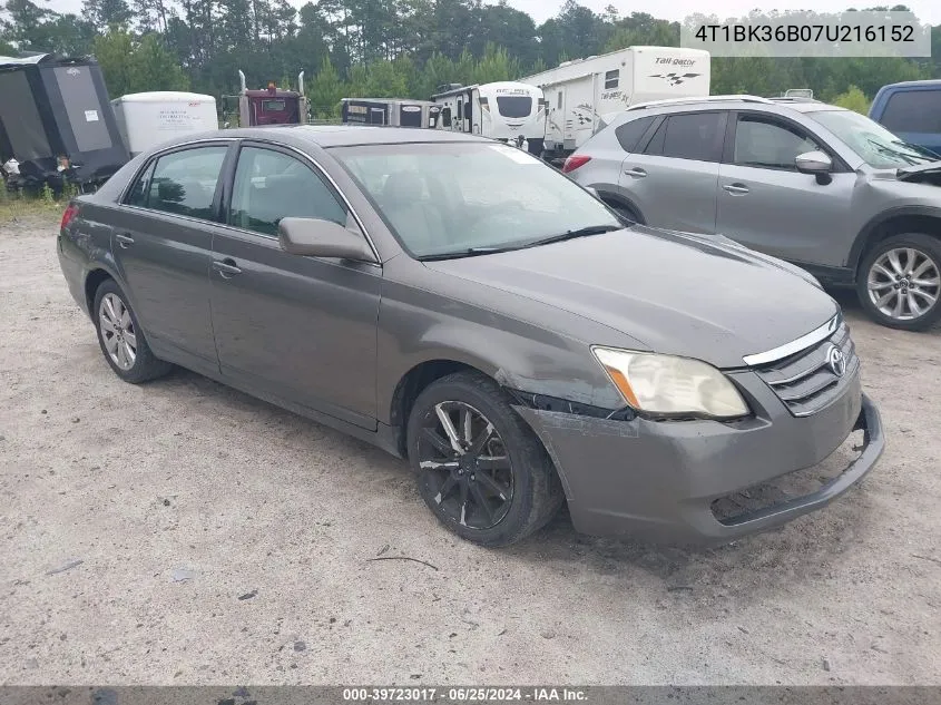 2007 Toyota Avalon Xls VIN: 4T1BK36B07U216152 Lot: 39723017