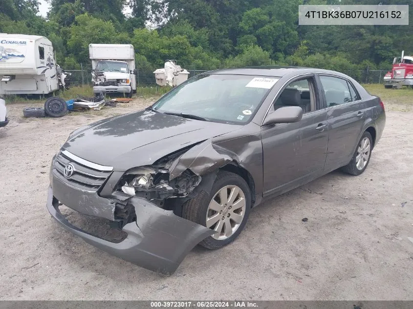 2007 Toyota Avalon Xls VIN: 4T1BK36B07U216152 Lot: 39723017