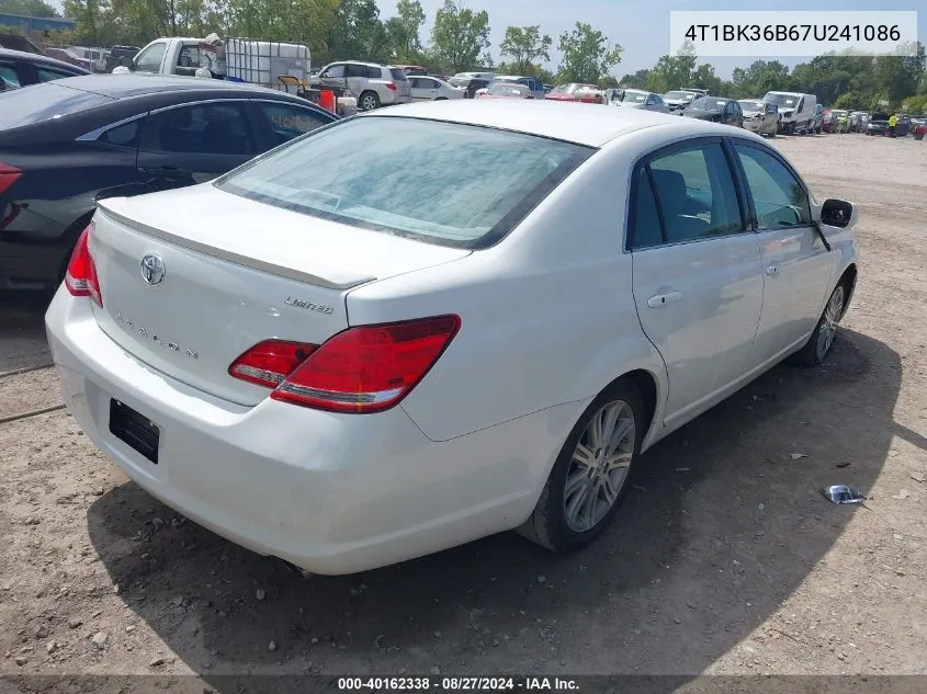 2007 Toyota Avalon Limited VIN: 4T1BK36B67U241086 Lot: 40162338