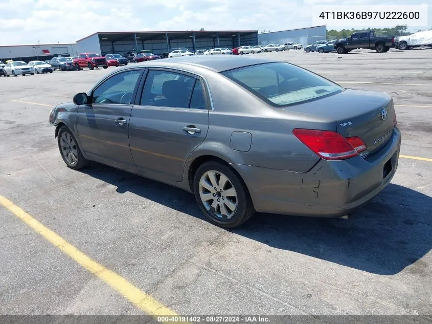 2007 Toyota Avalon Xls VIN: 4T1BK36B97U222600 Lot: 40191402