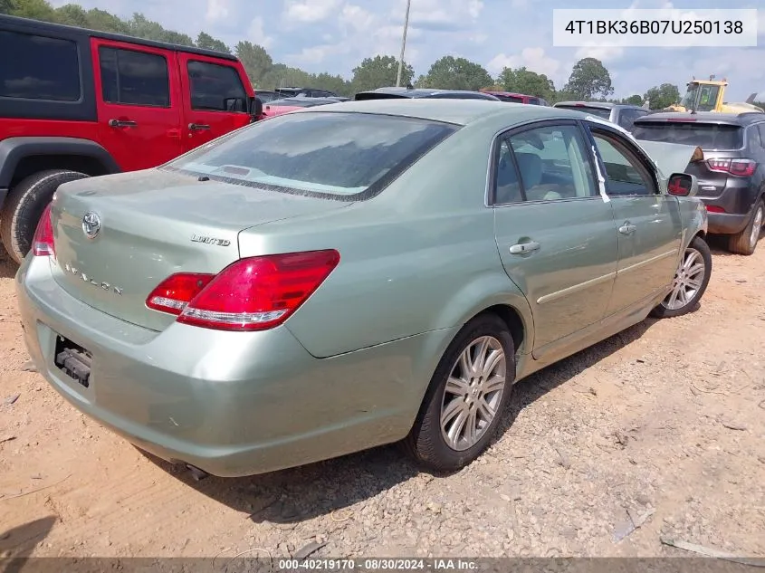 4T1BK36B07U250138 2007 Toyota Avalon Limited