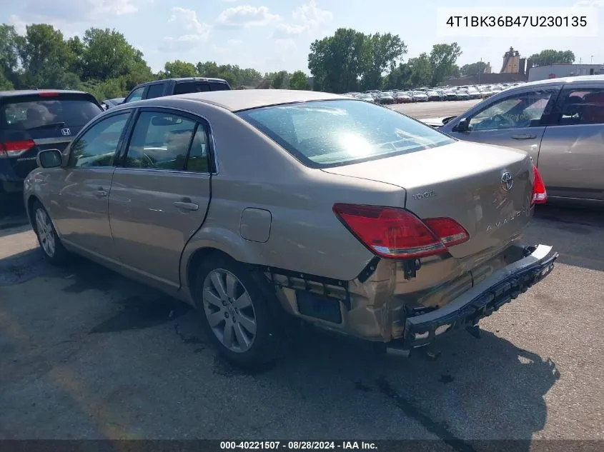 2007 Toyota Avalon Xls VIN: 4T1BK36B47U230135 Lot: 40221507