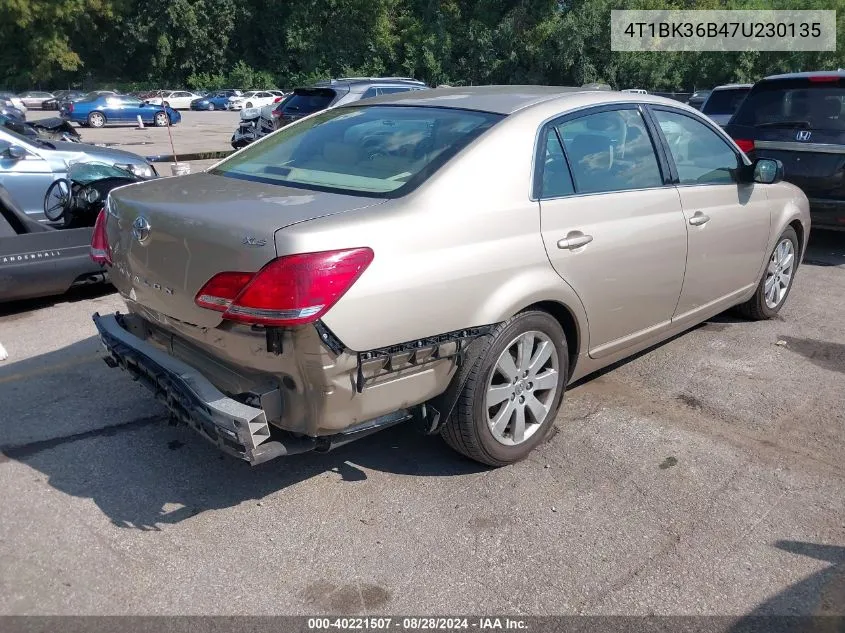 2007 Toyota Avalon Xls VIN: 4T1BK36B47U230135 Lot: 40221507