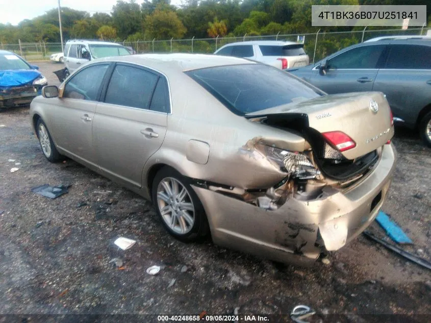 2007 Toyota Avalon Xl/Xls/Touring/Limited VIN: 4T1BK36B07U251841 Lot: 40248658